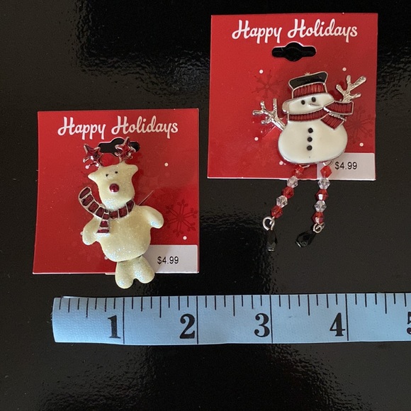 Christmas Reindeer & Snowman Pin  NWT - Picture 3 of 8